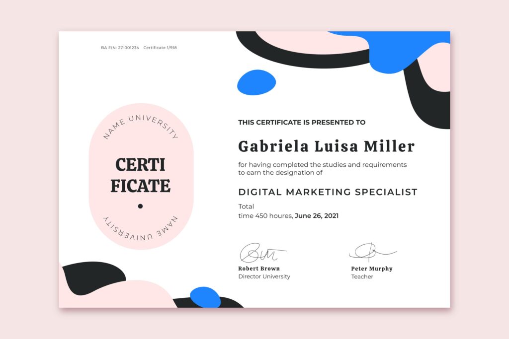 Sample Digital Marketing Certificate